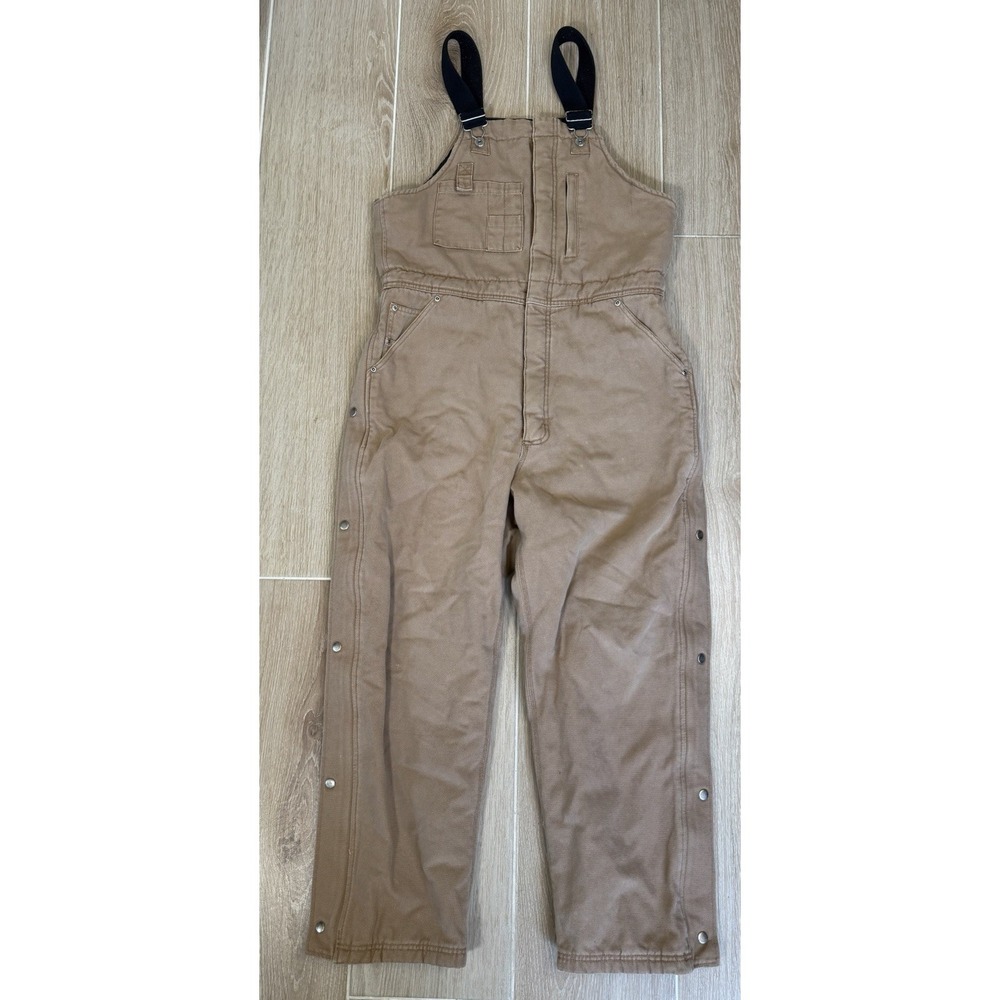 Duluth Trading Co MX28 Insulated Duck Canvas Bib Overalls Brown Workwear‎